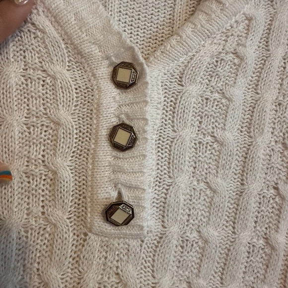 Vintage Maggie Lawerence Sport White Cotton Blend Cable Knit Sweater Size Small - Picture 8 of 12